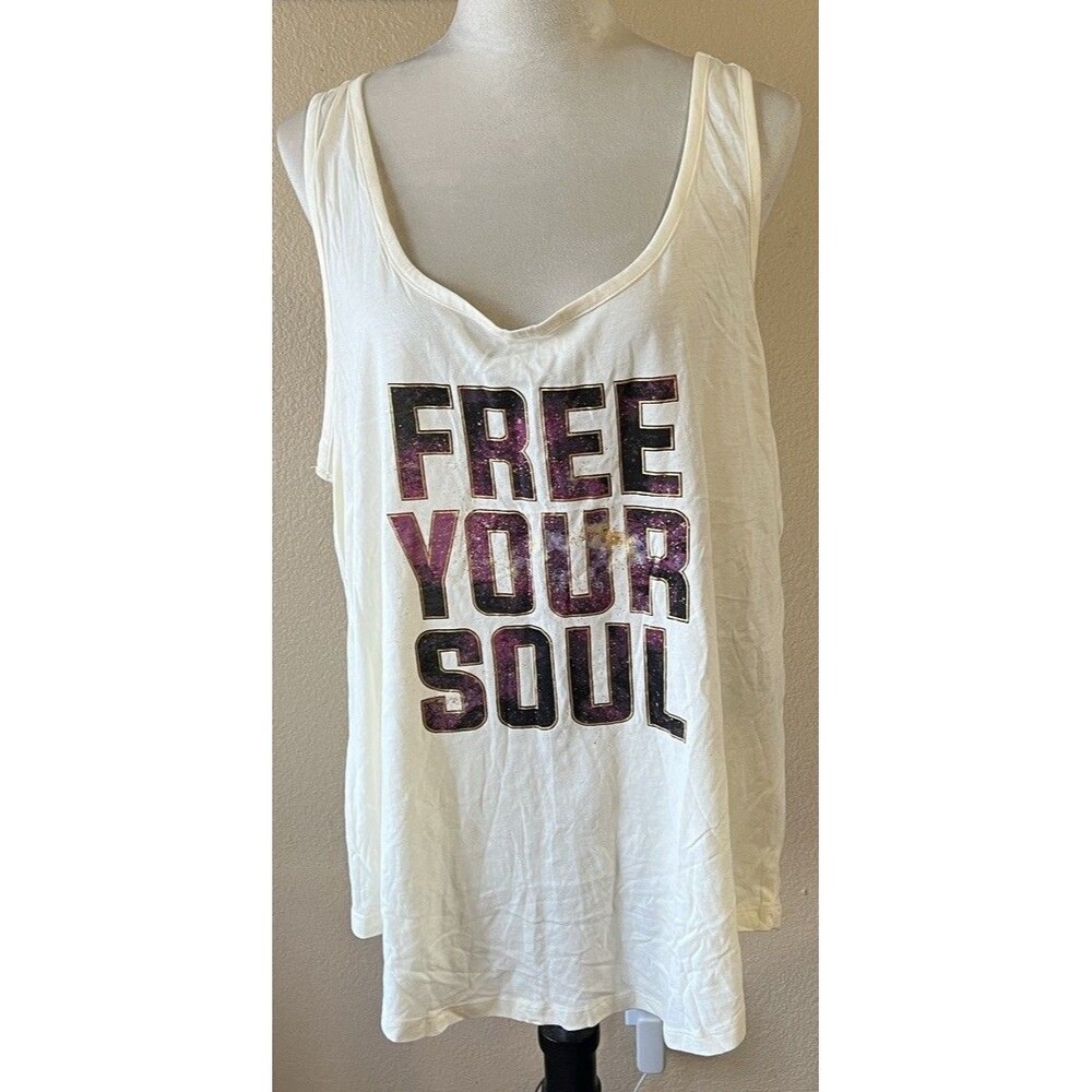 Torrid Active 2X 18-20 Free Your Soul Graphic Tank Top Ivory NWT